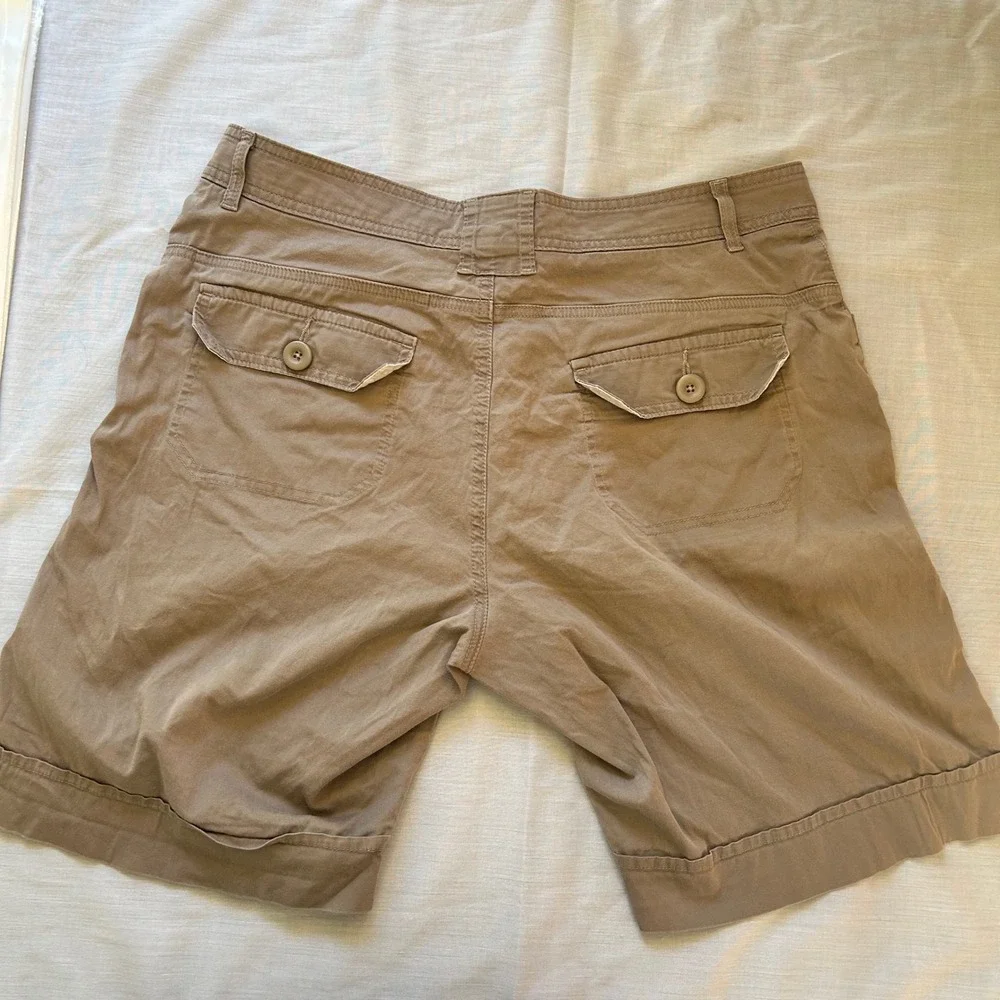 Lee Cargo Shorts Women 14 Medium Tan One True Fit Low Rise Utility Cuffed Khaki